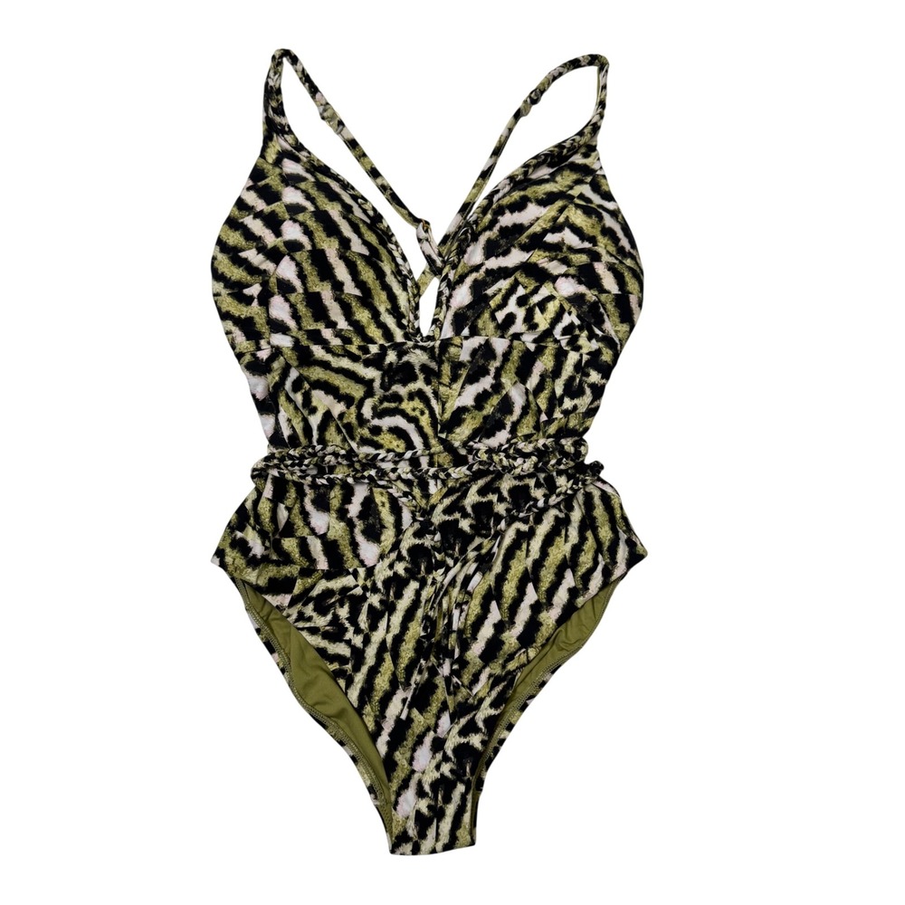 SeaFolly MANDALAY PLUNGE ANIMAL PRINT MAILLOT ONE PIECE SWIMSUIT Size 6 NWOT - Picture 2 of 8